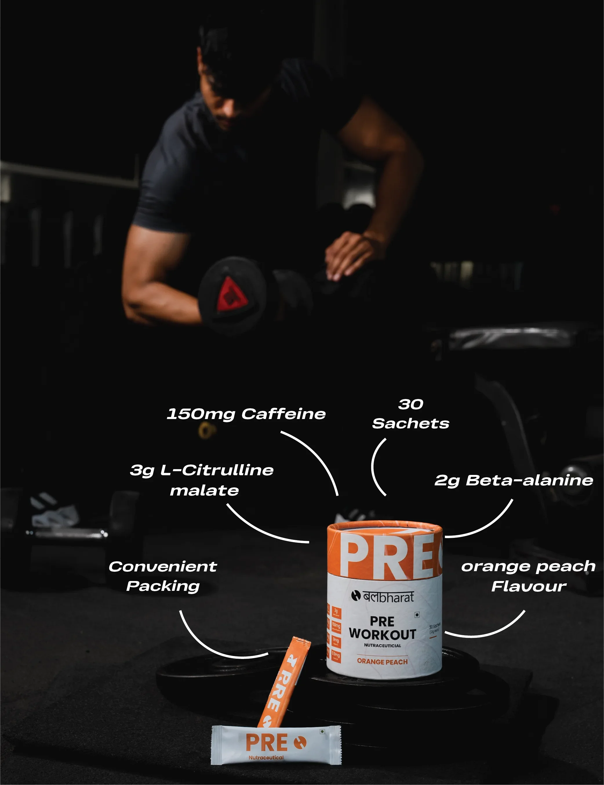 Bal Bharat Pre-Workout | 150mg Caffeine, Orange Peach, Pouch | Energy Boost, Focus & Endurance - Image 4